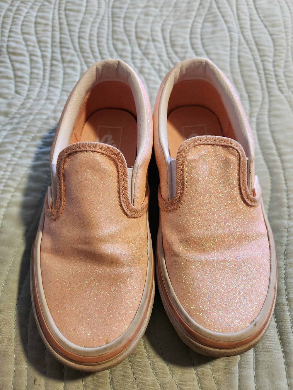 VANS Kids Pink Glitter Slip-On Shoes